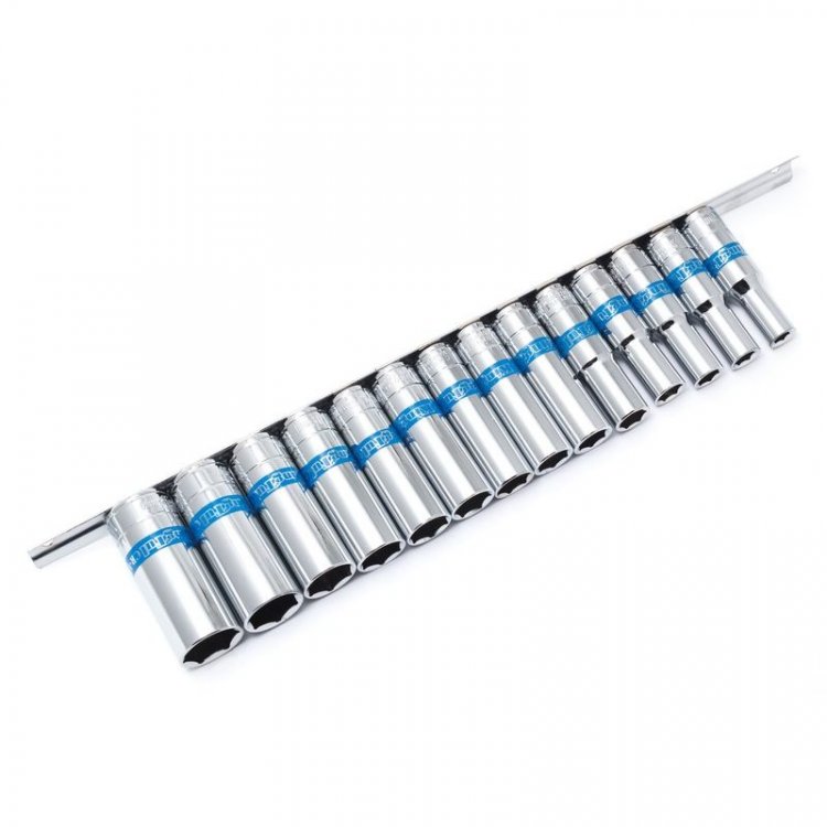 Набор головок глубоких на металлической планке 14пр.,1/2",6-гр.(8-24мм) в блистере