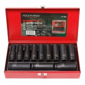 Набор головок ударных глубоких 12пр., 1/2" 6гр.(10, 12-19, 21, 22, 24 мм) в метал. кейсе Набор головок ударных глубоких 12пр., 1/2" 6гр.(10, 12-19, 21, 22, 24 мм) в метал. кейсе