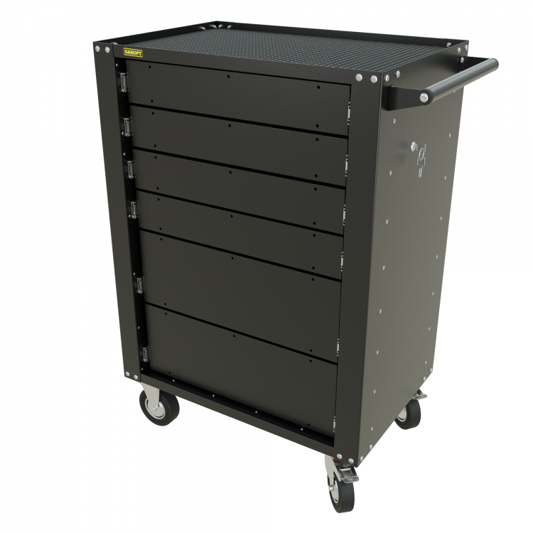 GTH6 Тележка инструментальная Garopt 6 ящиков, БЕЗ ЦВЕТОВЫХ ФАСАДОВ, центральный замок, увеличенные колеса, доводчики, GAROPT Серия "HIGH" GTH6 Тележка инструментальная Garopt 6 ящиков, БЕЗ ЦВЕТОВЫХ ФАСАДОВ, центральный замок, увеличенные колеса, доводчики, GAROPT Серия "HIGH"