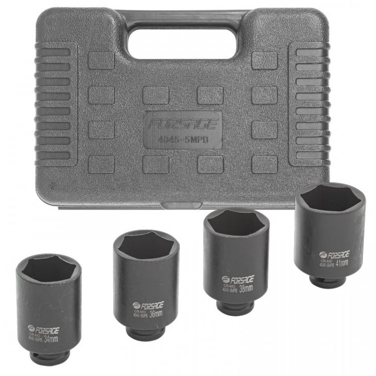 Набор головок ударных глубоких 4пр.1/2" (6-гр.) в кейсе Набор головок ударных глубоких 4пр.1/2" (6-гр.) в кейсе