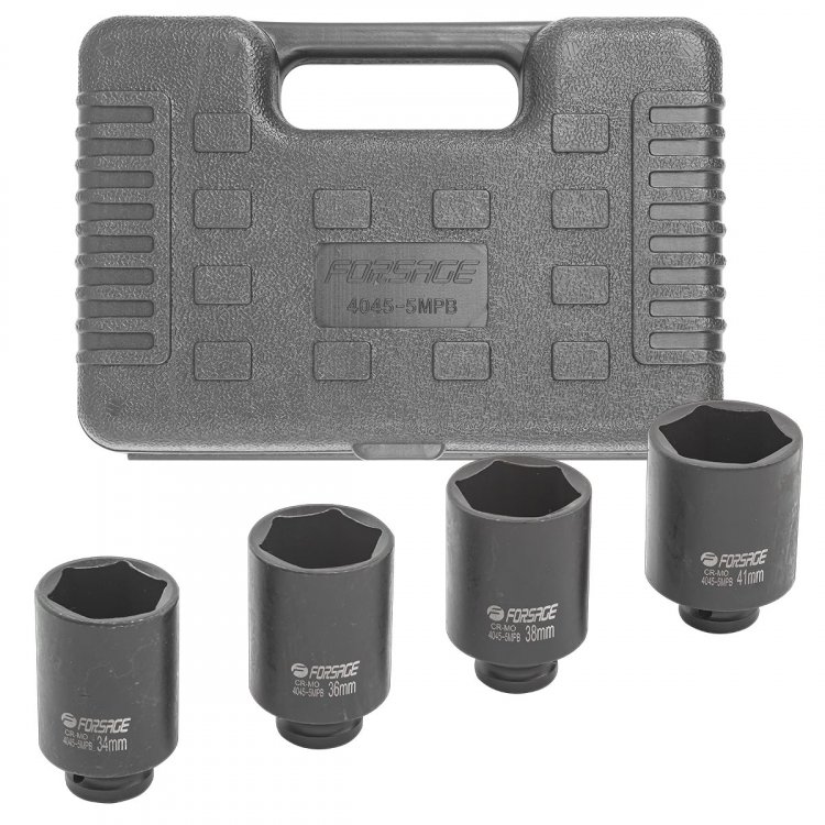 Набор головок ударных глубоких 4пр.1/2" (6-гр.) в кейсе Набор головок ударных глубоких 4пр.1/2" (6-гр.) в кейсе