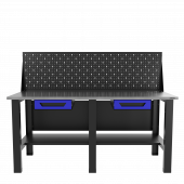 Верстак бестумбовый с экраном и двумя ящиками, синий/ Стол для слесарных работ 1800*700 GAROPT, Gt1800STY1Y1PP.blue