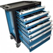 Тележка инструментальная 7-и полочная(синяя) укомплектованная инструментом 220пр с пластиковой защитой корпуса+2 боковые перфорации Тележка инструментальная 7-и полочная(синяя) укомплектованная инструментом 220пр с пластиковой защитой корпуса+2 боковые перфорации