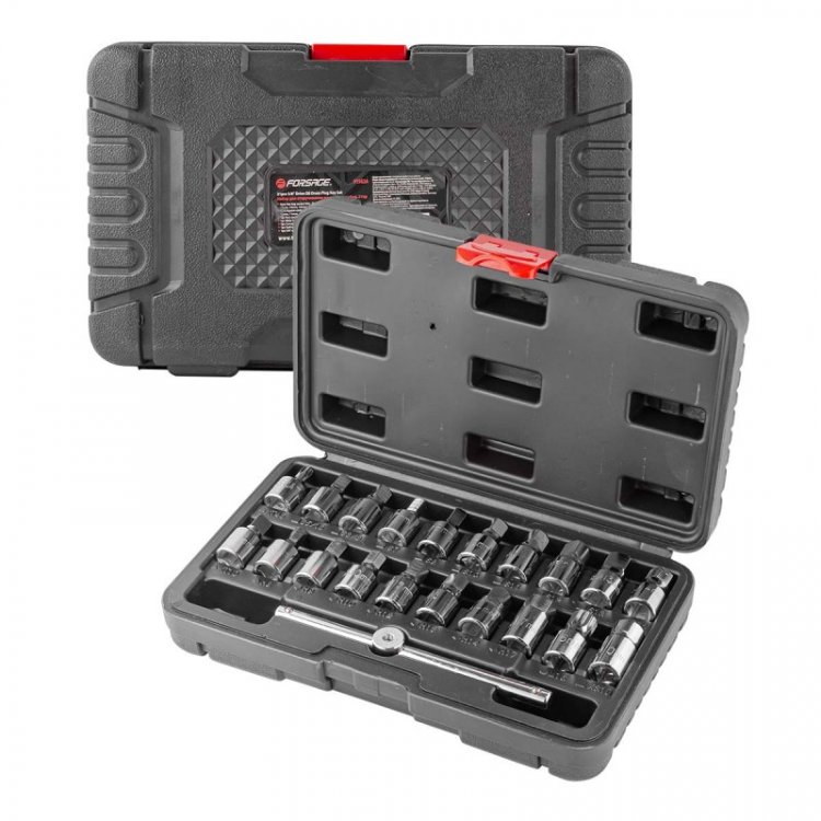 Набор инструментов для масляных пробок3/8"21пр(квадрат:7,8,10-14мм,5/16",3/8";Т45;М16;Н:8,9,10,12,13,14,17мм,треугольник10мм,внутр.квадрат10мм)в кейсе Набор инструментов для масляных пробок3/8"21пр(квадрат:7,8,10-14мм,5/16",3/8";Т45;М16;Н:8,9,10,12,13,14,17мм,треугольник10мм,внутр.квадрат10мм)в кейсе