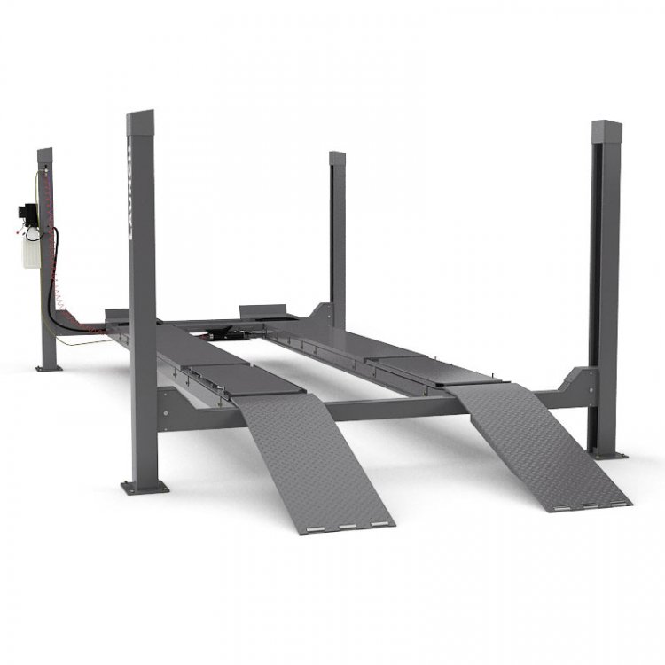 Гидравлический 4-х стоечный подъемник для регулировки развала-схождения. с траверсой