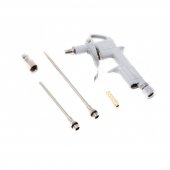 Пневмопистолет обдувочный с комплектом сопел (L сопла: 15, 90, 135мм, присоед. резьба 1/4"+штуцер для б/с , елочка 8мм ), в блистере