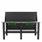 Верстак бестумбовый с экраном и двумя ящиками, зеленый/ Стол для слесарных работ 1800*700 GAROPT, Gt1800STY1Y1PP.green