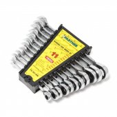 Набор ключей комбинированных трещоточных с реверсом 11пр. (8,10,11,12,13,14,15,16,17,18,19мм) в пластиковом держателе