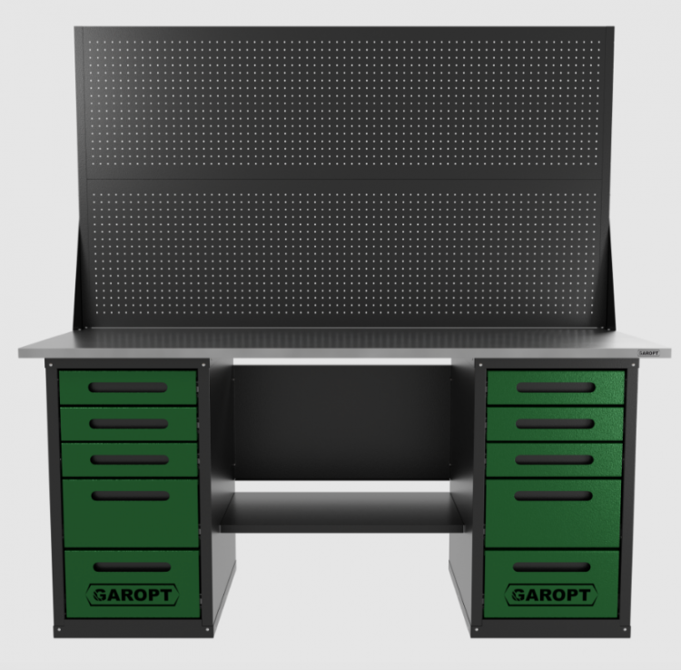 Верстак двухтумбовый 5 ящиков /5 ящиков с двумя экранами, зеленый 1800*700 GAROPT, GT1800Y5Y5PP2.green  Верстак двухтумбовый 5 ящиков /5 ящиков с двумя экранами, зеленый 1800*700 GAROPT, GT1800Y5Y5PP2.green