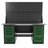 Верстак двухтумбовый 5 ящиков /5 ящиков с двумя экранами, зеленый 1800*700 GAROPT, GT1800Y5Y5PP2.green 