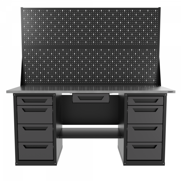 Верстак двухтумбовый 4 ящиков /4 ящиков с двумя экранами и ящиком, серый 1800*700 GAROPT, GT1800Y1Y4Y4PP2.grey