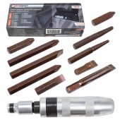 Отвертка ударная с набором бит и адаптером 12пр.1/2"(F)х5/16"(F)+экстракторы №3,4(PH2,3х35мм; PH2,3х70мм; SL8,10х35мм ; SL8х70,10х80мм),в метал. кейсе