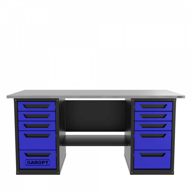 Верстак двухтумбовый 5 ящиков /5 ящиков, синий 1800*700 GAROPT, GT1800Y5Y5.blue