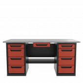 Верстак с ящиком двухтумбовый 4 ящиков /4 ящиков, красный 1800*700 GAROPT, GT1800Y1Y4Y4.red