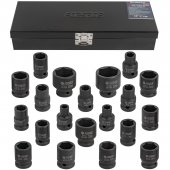 Набор головок ударных 20пр.,1/2"(8-24, 27, 30, 32мм), в металлическом кейсе Набор головок ударных 20пр.,1/2"(8-24, 27, 30, 32мм), в металлическом кейсе