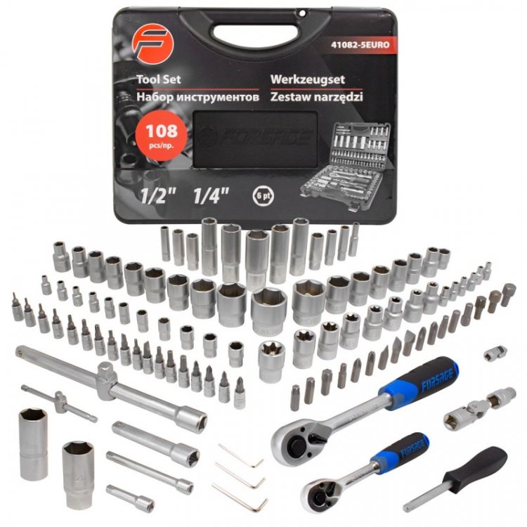 Набор инструментов 108пр.1/4"&1/2" (6гр.)(4-32мм)