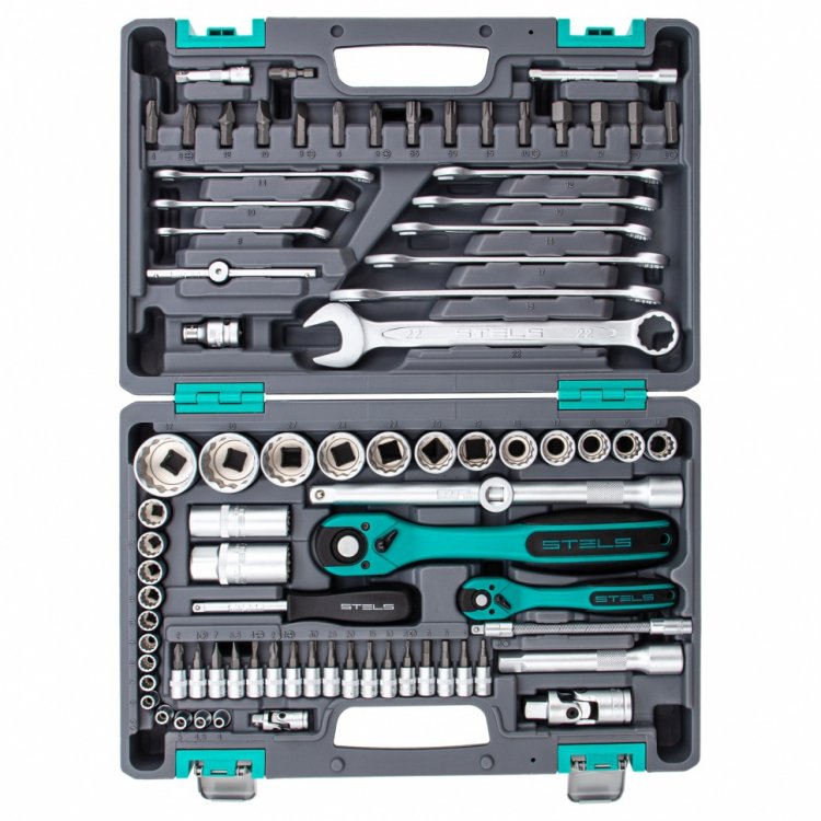 Набор инструментов 82 предмета, 12 гранные головки, Stels Набор инструментов 82 предмета, 12 гранные головки, Stels