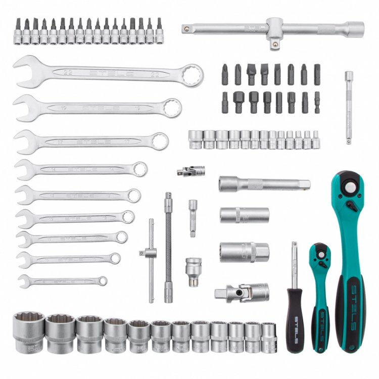 Набор инструментов 82 предмета, 12 гранные головки, Stels Набор инструментов 82 предмета, 12 гранные головки, Stels