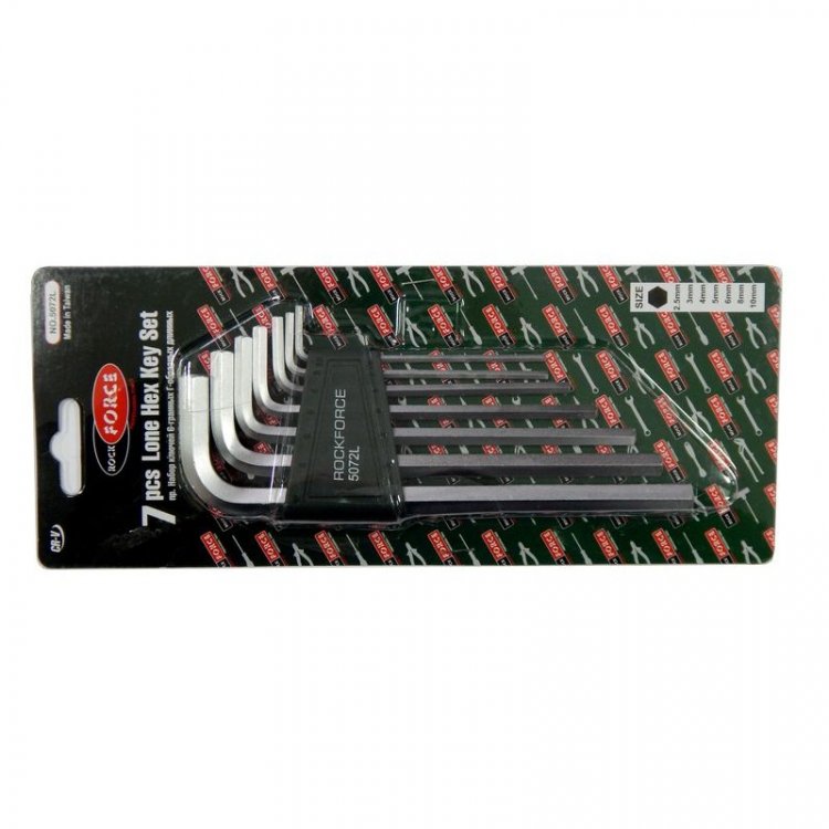 Набор ключей Г-образных 6-гранных длинных 7пр.(2.5, 3-6, 8, 10мм) в пластиковом держателе