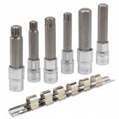 Набор головок-бит разнопрофильных Spline&Torx&Hex, 6 пр. (М14,М16,Т60,Т70,Н14,Н17мм; L-100мм) 1/2", на планке Набор головок-бит разнопрофильных Spline&Torx&Hex, 6 пр. (М14,М16,Т60,Т70,Н14,Н17мм; L-100мм) 1/2", на планке