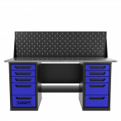 Верстак двухтумбовый 5 ящиков /5 ящиков с экраном, синий 1800*700 GAROPT, GT1800Y5Y5PP.blue