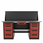 Верстак двухтумбовый 4 ящиков /4 ящиков с экраном и ящиком, красный 1800*700 GAROPT, GT1800Y1Y4Y4PP.red