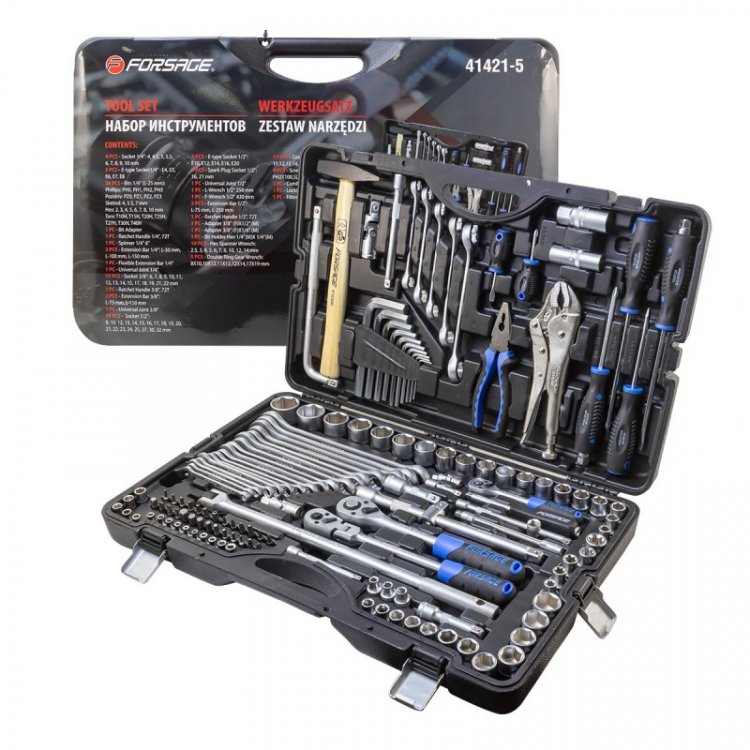 Набор инструментов 142 пр.1/4" 3/8" 1/2" (6-гр.)(4-32мм) Набор инструментов 142 пр.1/4" 3/8" 1/2" (6-гр.)(4-32мм)