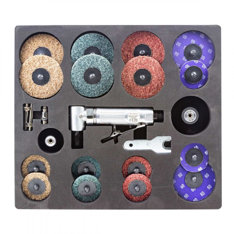 Пневмозачистная машинка с комплектом аксессуаров Пневмозачистная машинка с комплектом аксессуаров