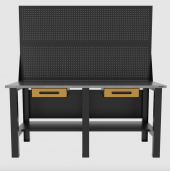 Верстак бестумбовый с двумя экранами и двумя ящиками, желтый/ Стол для слесарных работ 1800*700 GAROPT, Gt1800STY1Y1PP2.yell