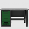 Верстак однотумбовый 5 ящиков, зеленый 1400*700 Garopt, GT1400STY5.green