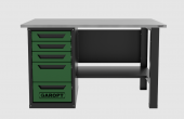 Верстак однотумбовый 5 ящиков, зеленый 1400*700 Garopt, GT1400STY5.green