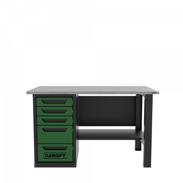 Верстак однотумбовый 5 ящиков, зеленый 1400*700 Garopt, GT1400STY5.green