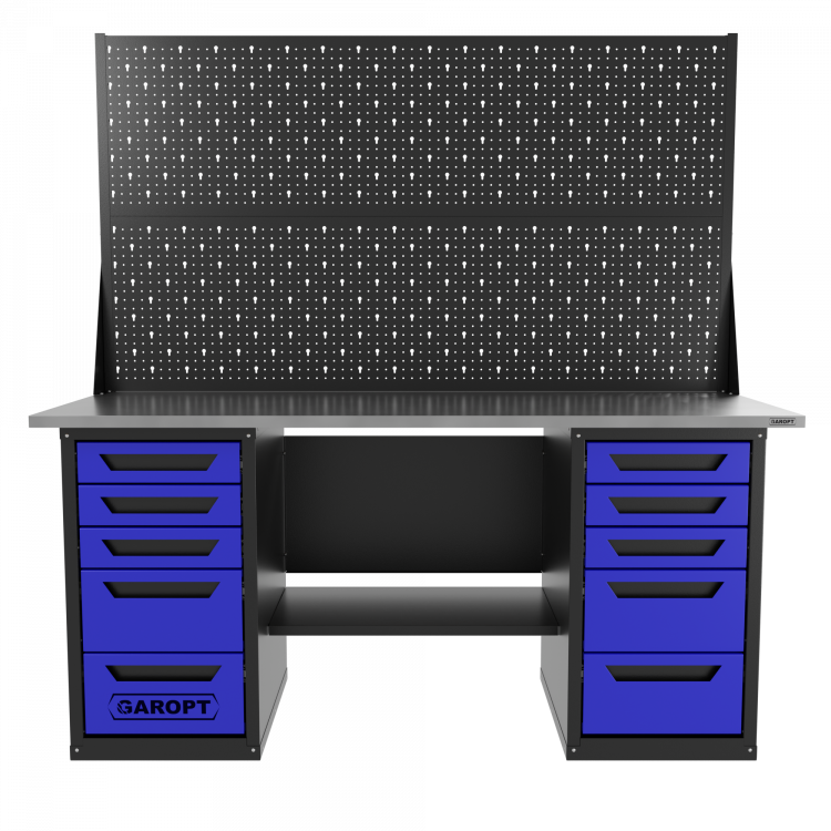 Верстак двухтумбовый 5 ящиков /5 ящиков с двумя экранами 1800*700 синий GAROPT, GT1800Y5Y5PP2.blue