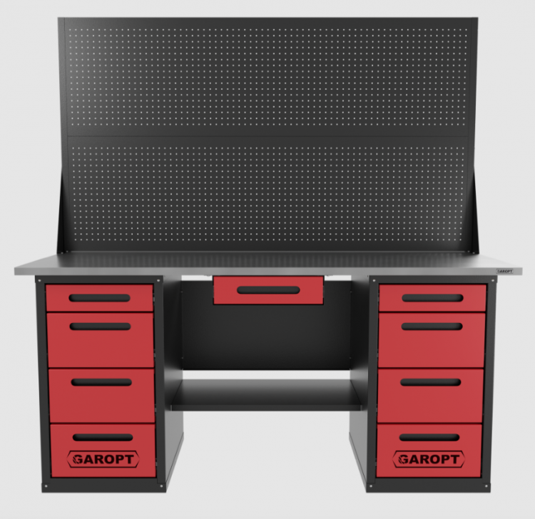 Верстак двухтумбовый 4 ящиков /4 ящиков с двумя экранами и ящиком, красный 1800*700 GAROPT, GT1800Y1Y4Y4PP2.red Верстак двухтумбовый 4 ящиков /4 ящиков с двумя экранами и ящиком, красный 1800*700 GAROPT, GT1800Y1Y4Y4PP2.red