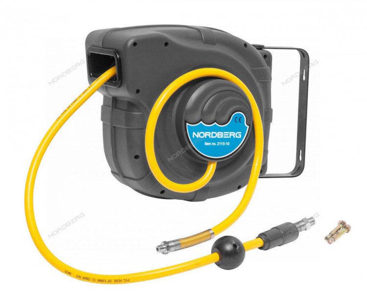 Шланг воздушный на катушке, ПВХ, Ø 10x16 мм 14+1 м, серый корпус Шланг воздушный на катушке, ПВХ, Ø 10x16 мм 14+1 м, серый корпус