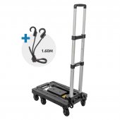 Тележка платформенная складная с телескопической ручкой+2крюка на эластичных ремнях L-1.6м(330х500/590мм;ручка 430-870мм,max нагр.170кг,7 колес)