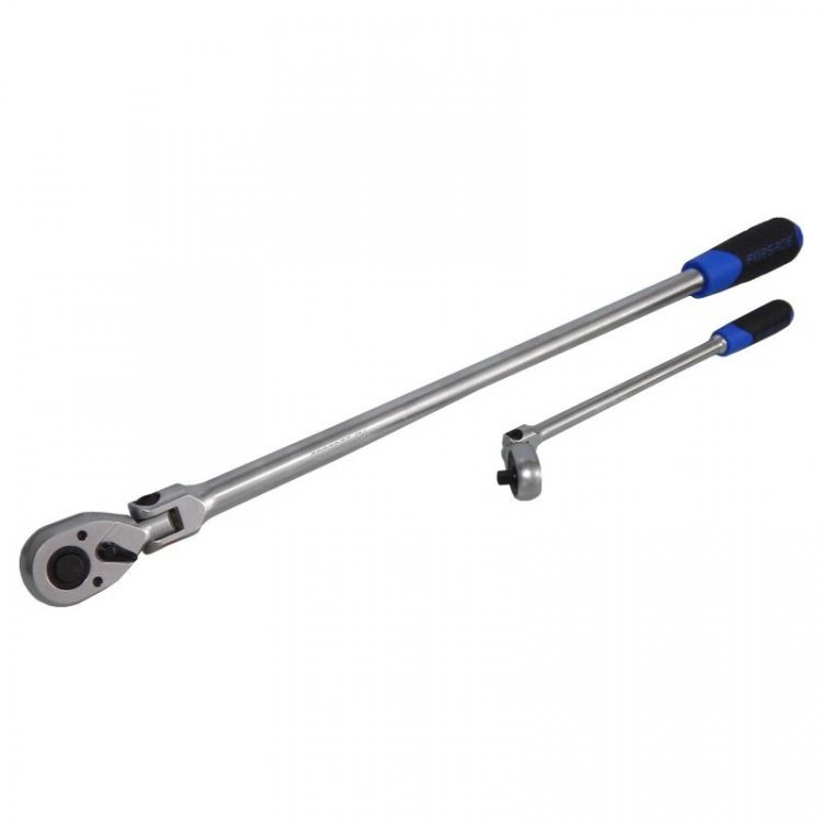 Трещотка  реверсивная шарнирная удлиненная 1/2"L-610мм с резиновой ручкой (72зуб.)