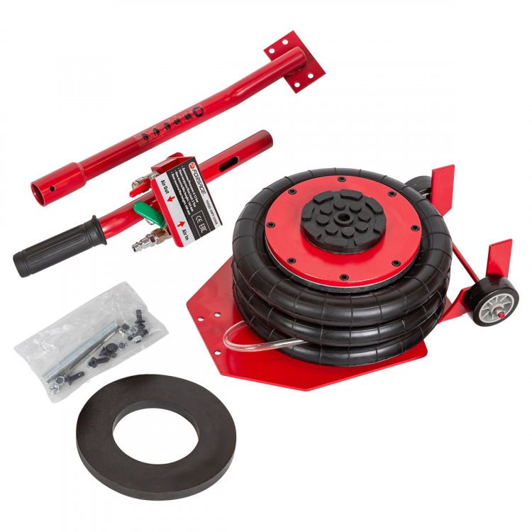 Домкрат подкатной пневматический 5т(6-12bar, h min 144мм, h max 440мм, 3 подушки, Ø320мм) Домкрат подкатной пневматический 5т(6-12bar, h min 144мм, h max 440мм, 3 подушки, Ø320мм)