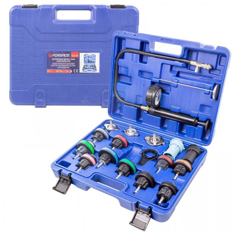 Набор приспособлений для тестирования систем охлаждения 18пр.(0-2.5bar), в кейсе Набор приспособлений для тестирования систем охлаждения 18пр.(0-2.5bar), в кейсе