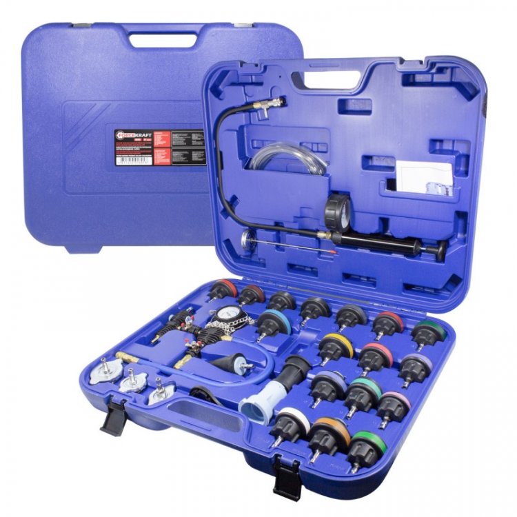 Набор приспособлений для тестирования систем охлаждения 27пр.(0-2.5bar), в кейсе Набор приспособлений для тестирования систем охлаждения 27пр.(0-2.5bar), в кейсе