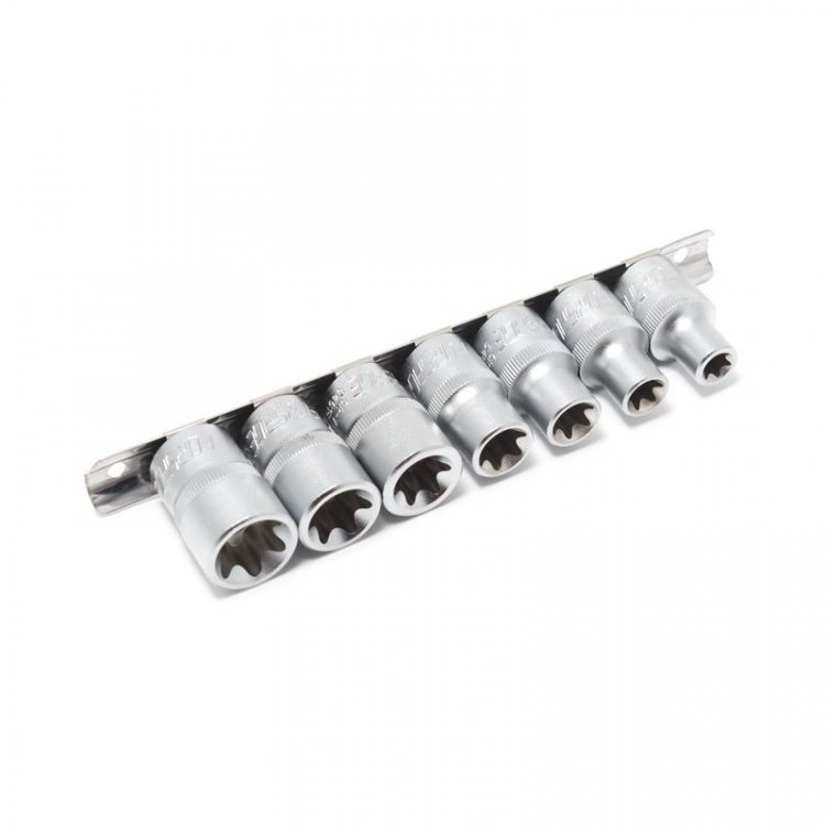 Набор головок Е-профиль 7пр. 1/2" (E10,E12,E14,E16,E18,E20,E22), на планке Набор головок Е-профиль 7пр. 1/2" (E10,E12,E14,E16,E18,E20,E22), на планке
