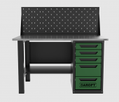 Верстак однотумбовый 5 ящиков с экраном, зеленый 1400*700 Garopt, GT1400STY5PP.green