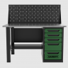 Верстак однотумбовый 5 ящиков с экраном, зеленый 1400*700 Garopt, GT1400STY5PP.green