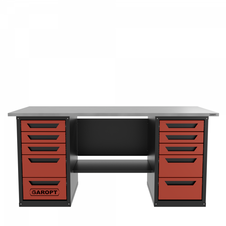 Верстак двухтумбовый 5 ящиков /5 ящиков, красный 1800*700 GAROPT, GT1800Y5Y5.red
