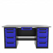 Верстак с ящиком двухтумбовый 4 ящиков /4 ящиков, синий 1800*700 GAROPT, GT1800Y1Y4Y4.blue