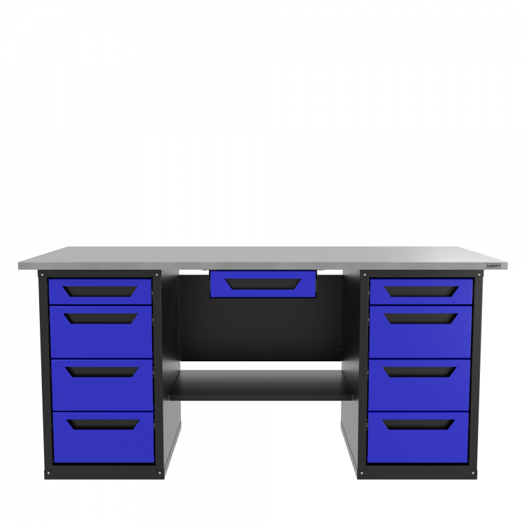 Верстак с ящиком двухтумбовый 4 ящиков /4 ящиков, синий 1800*700 GAROPT, GT1800Y1Y4Y4.blue