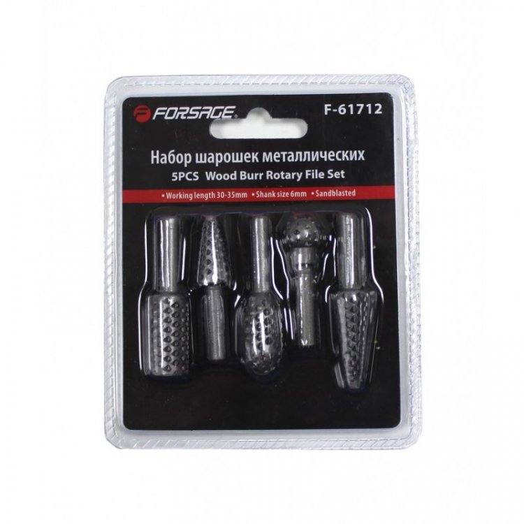 Набор шарошек металлических разнопрофильных по пластику и дереву 5пр.(Ø хвостовика 6мм),в блистере Набор шарошек металлических разнопрофильных по пластику и дереву 5пр.(Ø хвостовика 6мм),в блистере