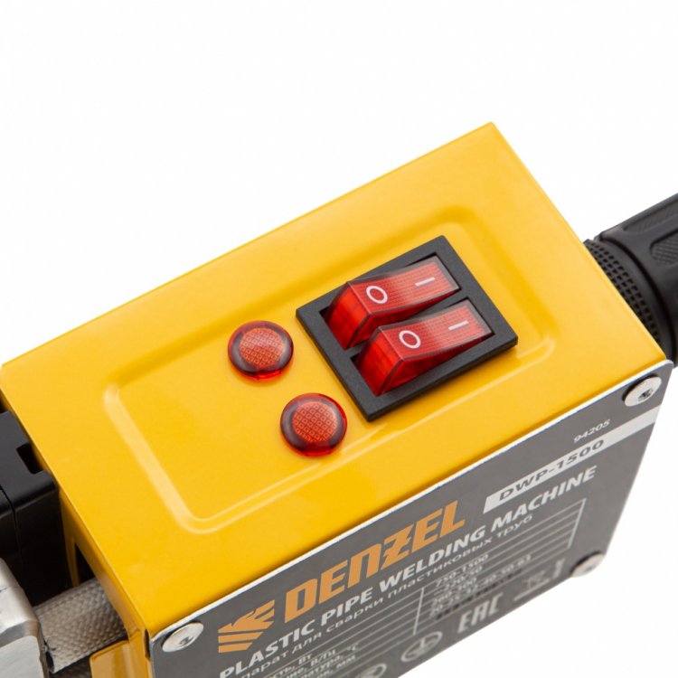 Аппарат для сварки пластиковых труб DWP-1500, 1500Вт, 260-300 град. компл насадок,20-63 мм// Denzel Аппарат для сварки пластиковых труб DWP-1500, 1500Вт, 260-300 град. компл насадок,20-63 мм// Denzel