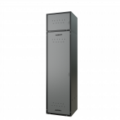 Шкаф для раздевалок GT205SHP.GREY (500мм х 500мм х 1936мм) СЕРЫЙ . Секция для обуви, двойная секция для курток с перекладиной под вешалки, верхняя антресоль с отдельным замком для головных уборов и сумок. Габариты упаковки 1630*540*155 мм (Д*Ш*В)