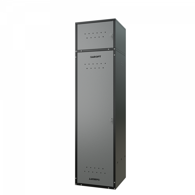Шкаф для раздевалок GT205SHP.GREY (500мм х 500мм х 1936мм) СЕРЫЙ . Секция для обуви, двойная секция для курток с перекладиной под вешалки, верхняя антресоль с отдельным замком для головных уборов и сумок. Габариты упаковки 1630*540*155 мм (Д*Ш*В)